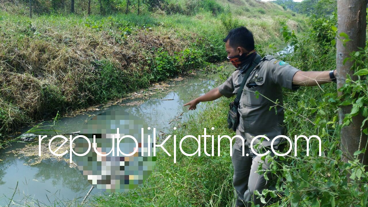 TEWAS - Warga Desa Kedungcangkring, Kecamatan Jabon, Sidoarjo digegerkan penemuan mayat pria berusia 60 - 70 tahun yang mengapung di kanal Sungai Kedungcangkring, Rabu (06/06/2018).