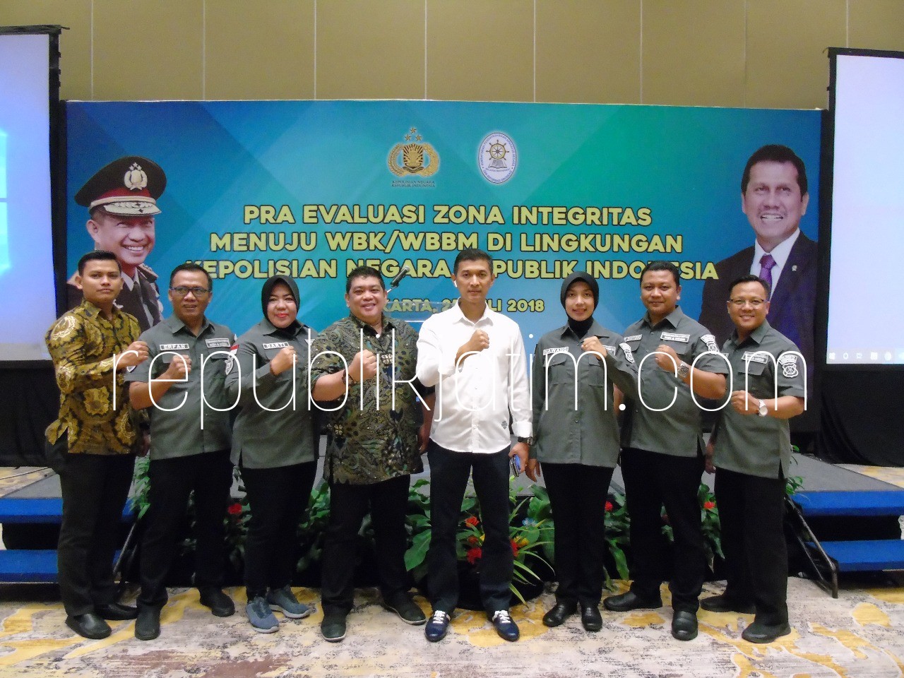 NARASUMBER - Kapolresta Sidoarjo, Kombes Pol Himawan Bayu Aji menjadi narasumber dalam acara rapat Pra Evaluasi Zona Integritas Menuju WBK dan WBBM di Lingkungan Polri bersama Menpan RB, Asman Abnur, Rabu (25/07/2018).