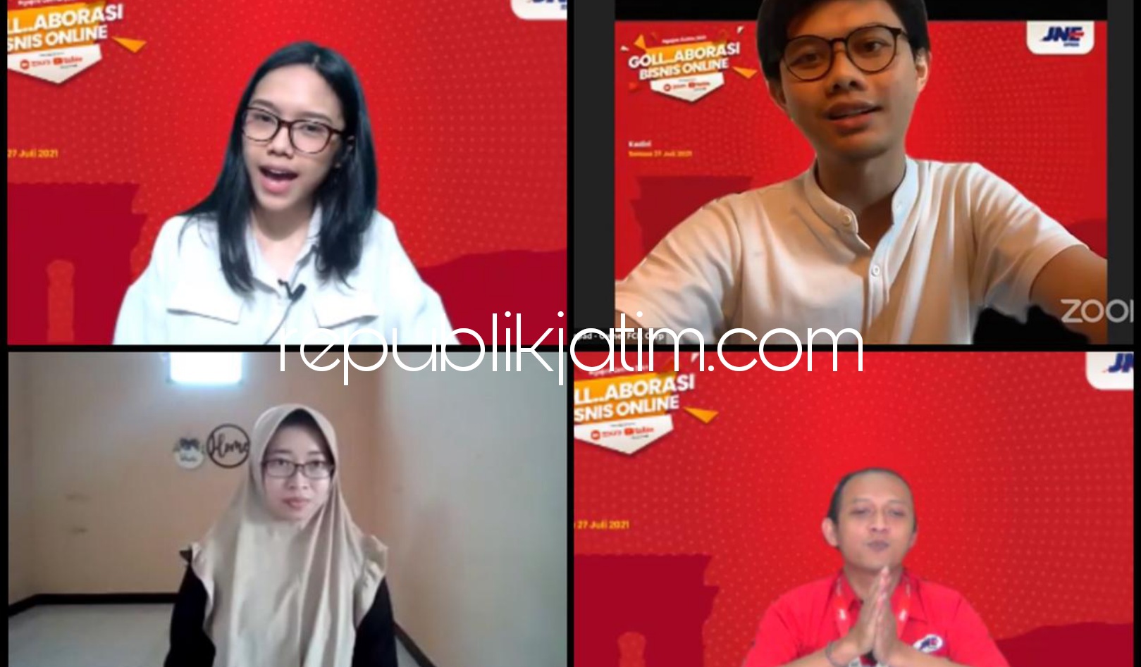 WEBINAR - JNE Kediri mengajak sejumlah wartawan dan media untuk membahas masalah kebangkitan perekonomian di Era Pandemi Covid-19 melalui webinar, Selasa (27/07/2021) sore. 