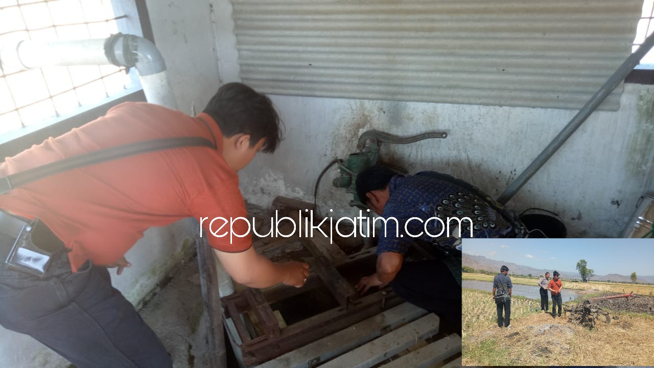 HILANG - Dua mesin diesel milik Ali Sucipto (46) Perangkat Desa Tanjungrejo, Kecanatan Badegan, Ponorogo yang ditinggal di sawah digondol kawanan pencuri, Kamis (16/08/2018).
