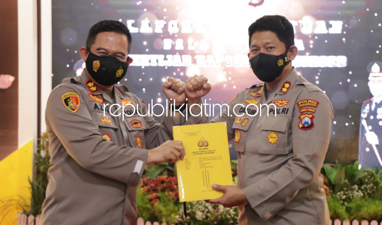 PISAH SAMBUT- Polres Ponorogo menggelar pisah sambut kapolres lama dengan Kapolres baru, Senin (13/09/2021) malam.