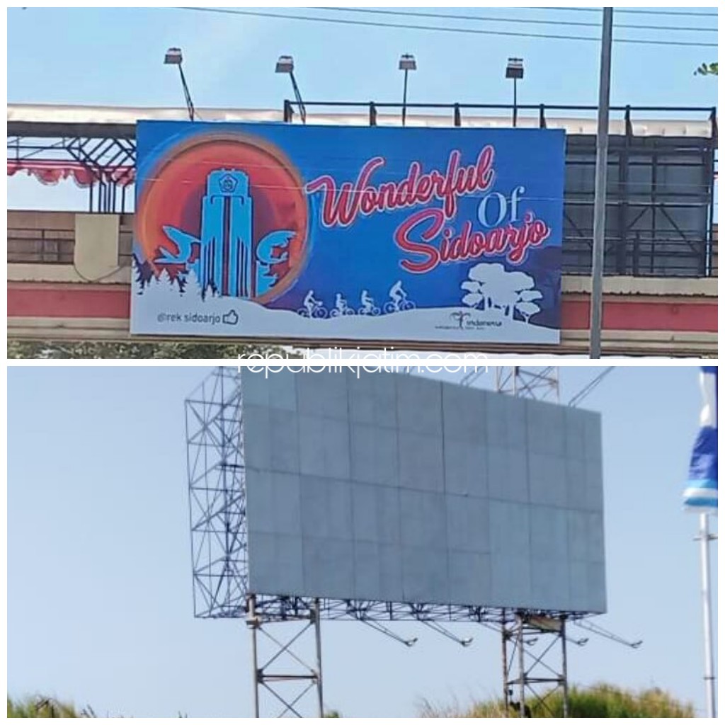 VIRAL - Baliho salah penulisan Wonderful Of Sidoarjo menjadi viral karena salah penulisannya dan dipasang di sejumlah titik di Sidoarjo akhirnya dilepas Pemkab Sidoarjo, Rabu (18/09/2019).
