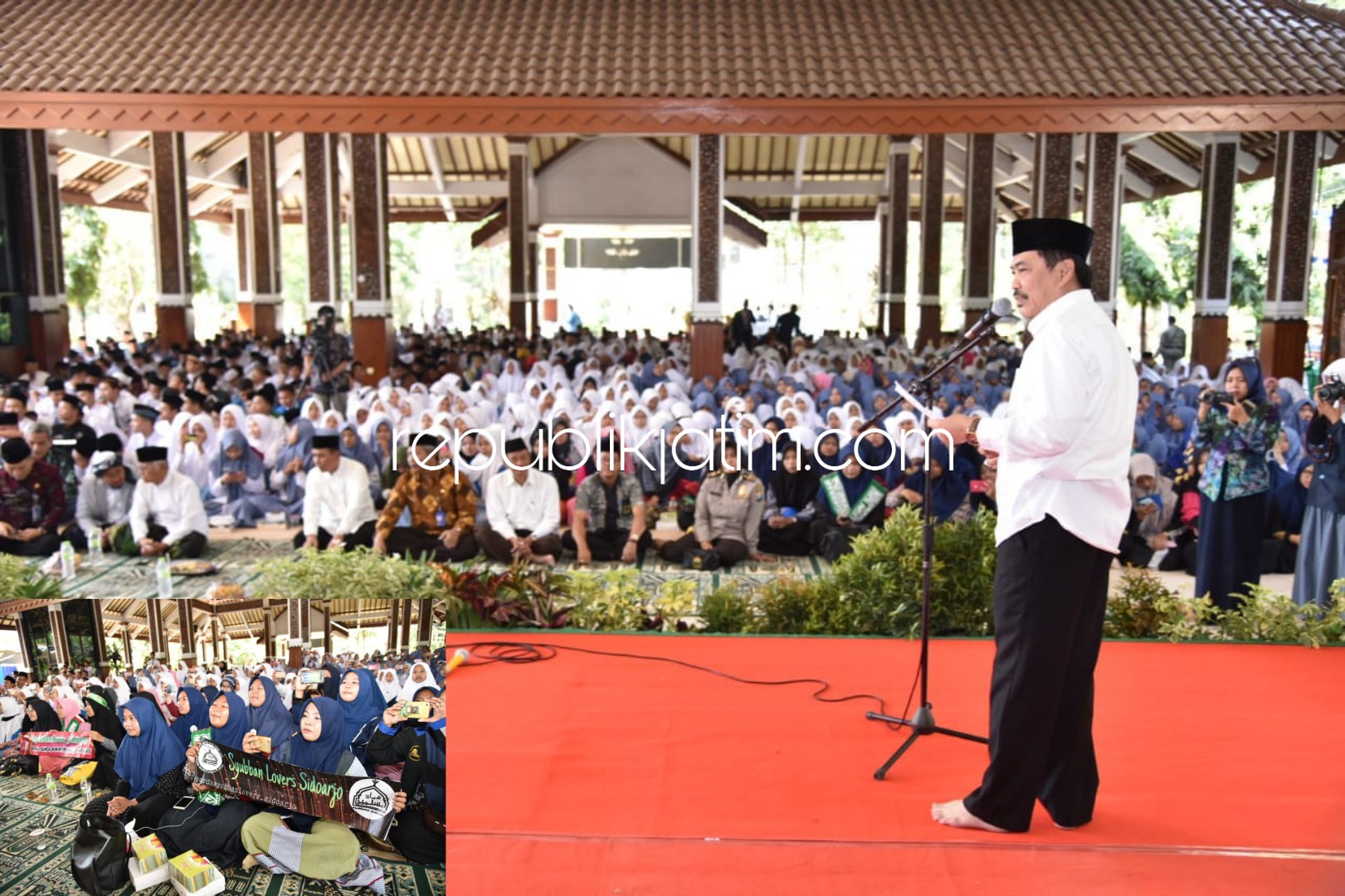 BERSHOLAWAT - Wabup Sidoarjo, Nur Ahmad Syaifuddin membuka acara Tabligh Akbar dan Sidoarjo Bersholawat di Pendopo Delta Wibawa, Sidoarjo, Selasa (18/09/2018).