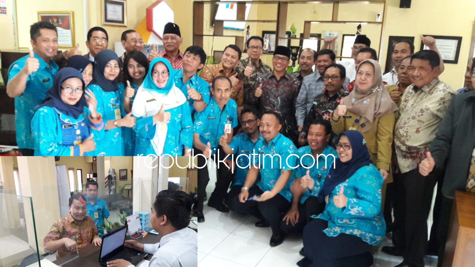 KUNJUNGAN - Belasan anggota Komisi II DPR RI mengunjungi kantor DPM PTSP Pemkab Sidoarjo menyaksikan pelayanan OSS dan lainnya, Senin (22/10/2018).
