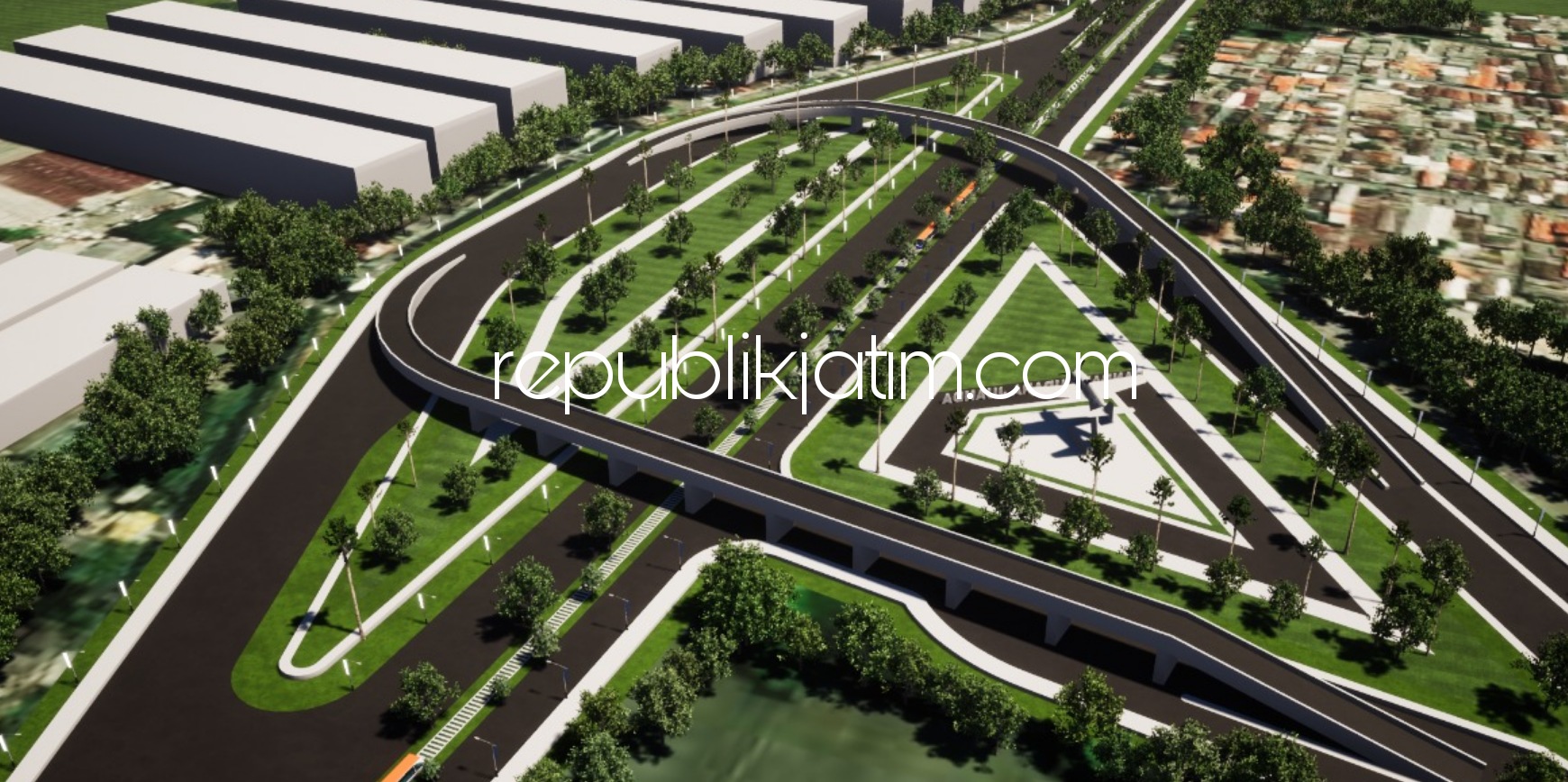 FLY OVER - Untuk mengurai langganan kemacetan di Bundaran Aloha, Kecamatan Gedangan Pemkab Sidoarjo mengusulkan pembangunan fly over, Jumat (23/10/2020).