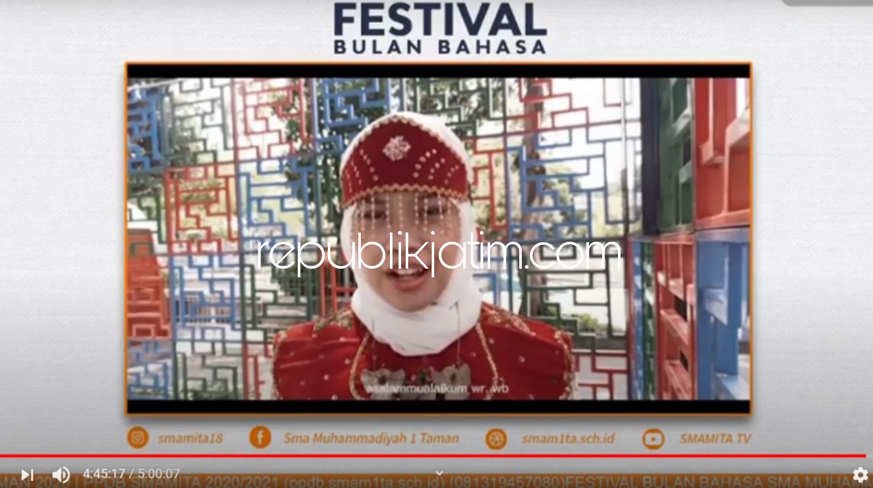 BULAN BAHASA - Dalam memperingati Bulan Bahasa dan Sastra, SMA Muhammadiyah 1 Taman (Smamita) menggelar Festival Bulan Bahasa dengan melombakan 10 perlombaan, Selasa (27/10/2020).