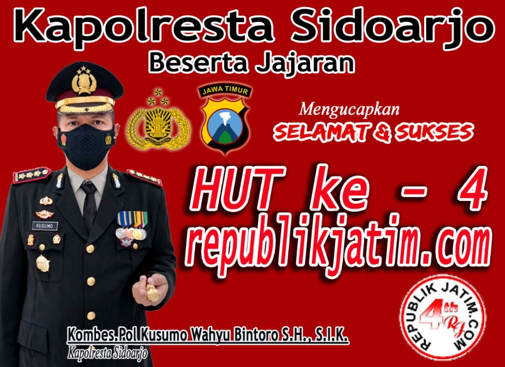 Kapolresta Sidoarjo Beserta Jajaran Mengucapkan Selamat dan Sukses HUT ke 4 republikjatim.com