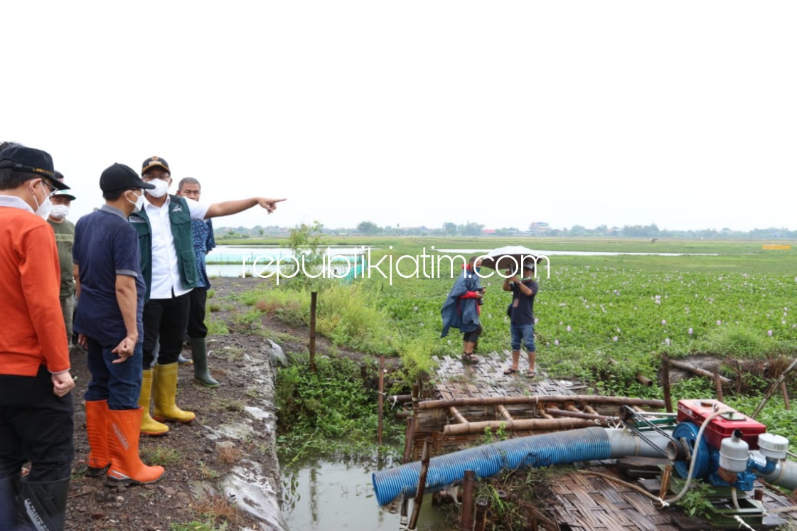 CEK - Bupati Sidoarjo, Ahmad Muhdlor Ali (Gus Muhdlor) kembali mengunjungi desa tiga desa langganan banjir di Kecamatan Tanggulangin untuk memetakan solusi dan mengecek progress penanganan banjir, Sabtu (20/11/2021).
