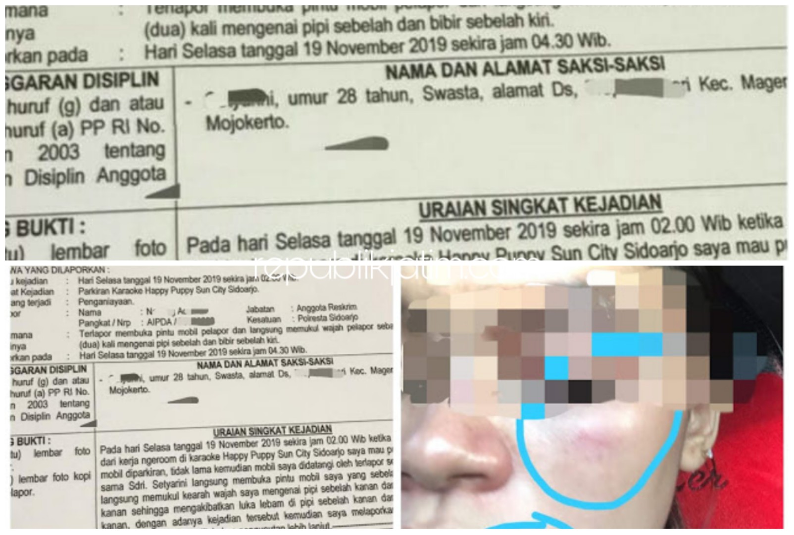 BAP - Berita Acara Pemeriksaan (BAP) pemeriksaan saksi pelapor, BH alias Sasa yang melaporkan oknum polisi NA ke Propam Polresta Sidoarjo kemarin. 