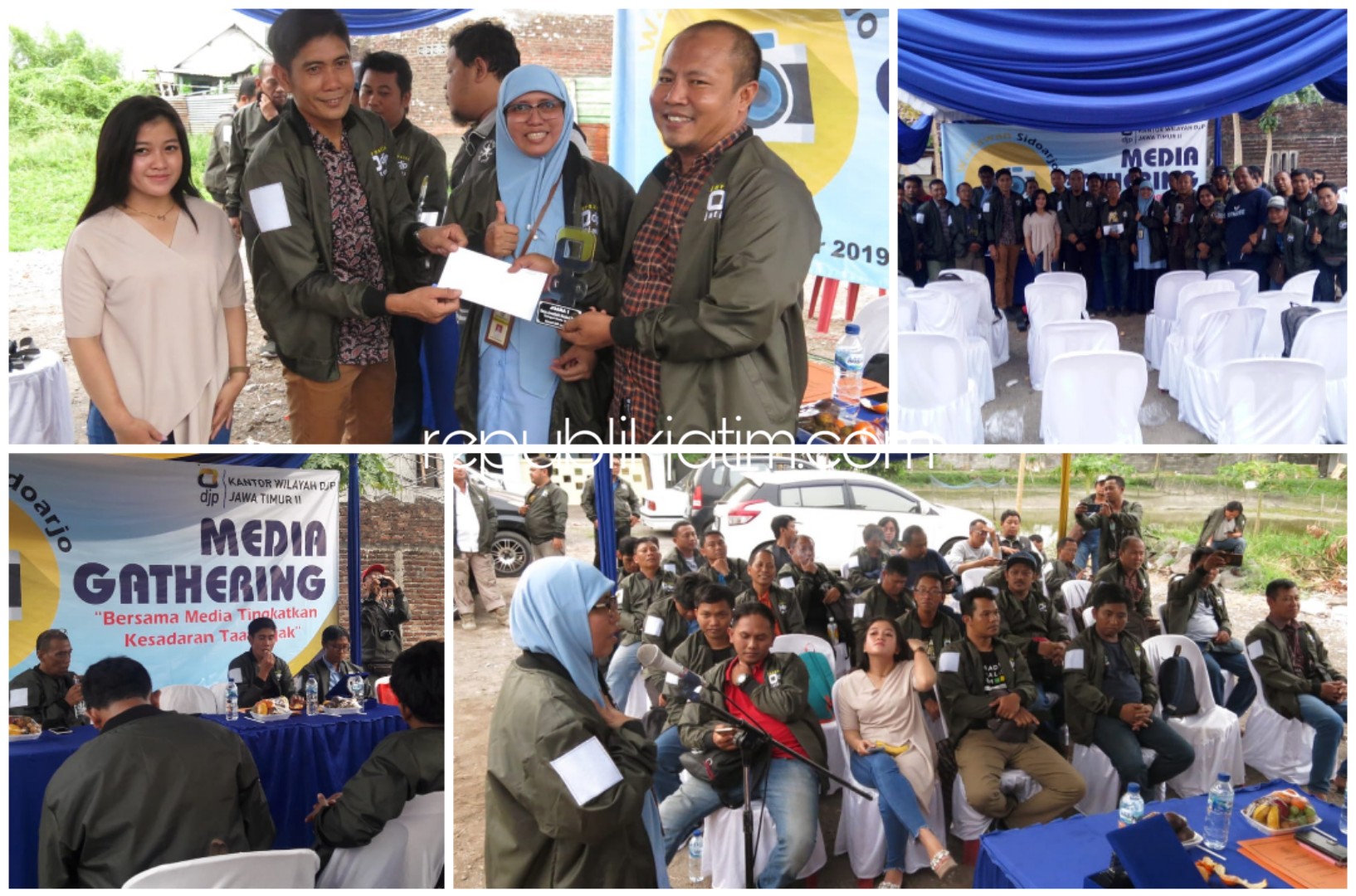 JUARA - Wartawan republikjatim.com, Sudarmawan meraih juara I lomba menulis bertema Manfaat Pajak yang digelar Kanwil DJP Jatim II saat Media Gathering, Rabu (04/12/2019).
