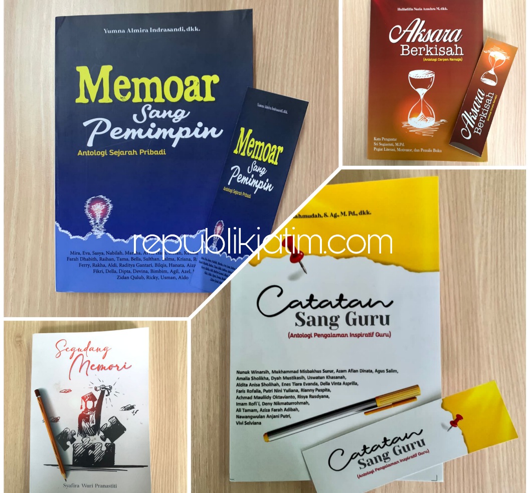 BUKU - Inilah sejumlah buku yang berhasil diterbitkan hasil karya guru dan siswa siswi SMA Al Muslim, Desa Wadungasri, Kecamatan Waru, Sidoarjo, Selasa (17/05/2022).