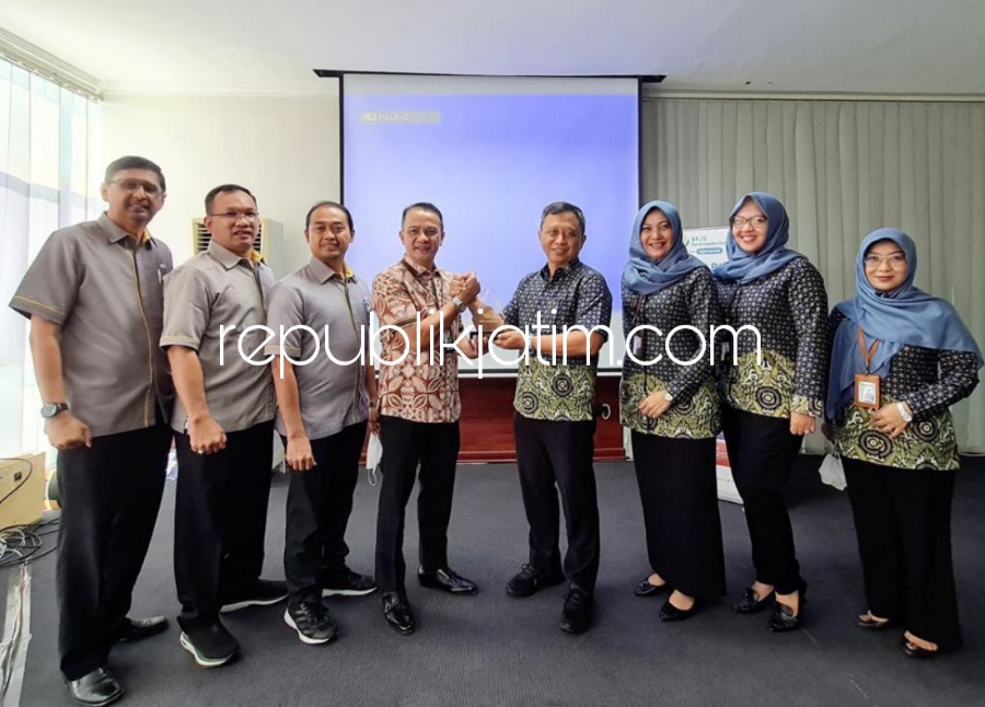 KERJASAMA - Deputi Direksi BPJS Kesehatan Wilayah Jawa Timur I Made Puja Yasa menjajaki kerjasama untuk menyelaraskan data fasilitas kesehatan (faskes) dengan BPJS Ketenagakerjaan, Selasa (26/07/2022).
