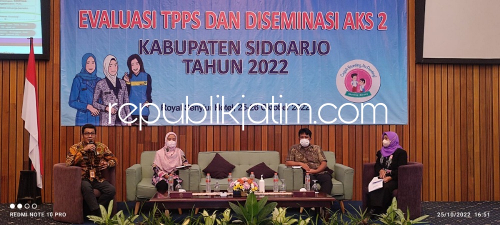 EVALUASI - Asisten Administrasi Pemerintahan dan Kesra Pemkab Sidoarjo, M Ainur Rahman menilai pentingnya evaluasi penanganan stunting saat rapat kerja di Hotel Royal Senyiur, Prigen, Pasuruan mulai 25 - 26 Oktober 2022, Rabu (26/10/2022).