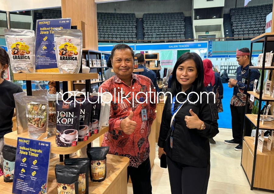 PROMOSIKAN - Kanwil Kemenkumham Jatim mempromosikan produk kekayaan intelektual Kopi Arabika Hyang Argopuro dalam gelaran Jakarta International Handicraft Trade Fair (INACRAFT) 2023, Jumat (03/03/2023).