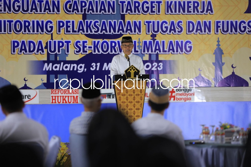 PENGAMANAN - Kakanwil Kemenkumham Jatim, Imam Jauhari memerintahkan jajaran Lapas dan Rutan meningkatkan pengamanan saat menjalang dan setelah Idul Fitri 1444 Hijriyah, Jumat (31/03/2023).