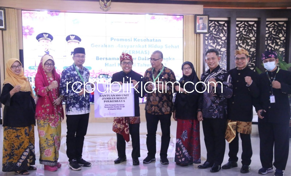 GERMAS - Bupati Sidoarjo, Ahmad Muhdlor Ali tetap mengajak kader kesehatan untuk menurunkan angka stunting dan BABS di Sidoarjo dalam acara Germas di Pendopo Delta Wibawa, Rabu (03/05/2023).