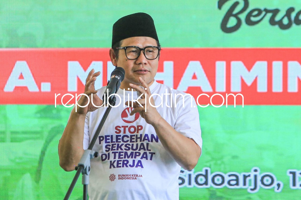 Ketua Umum Partai Kebangkitan Bangsa (PKB), A Muhaimin Iskandar saat berada di Pendopo Delta Wibawa, Senin (12/06/2023).