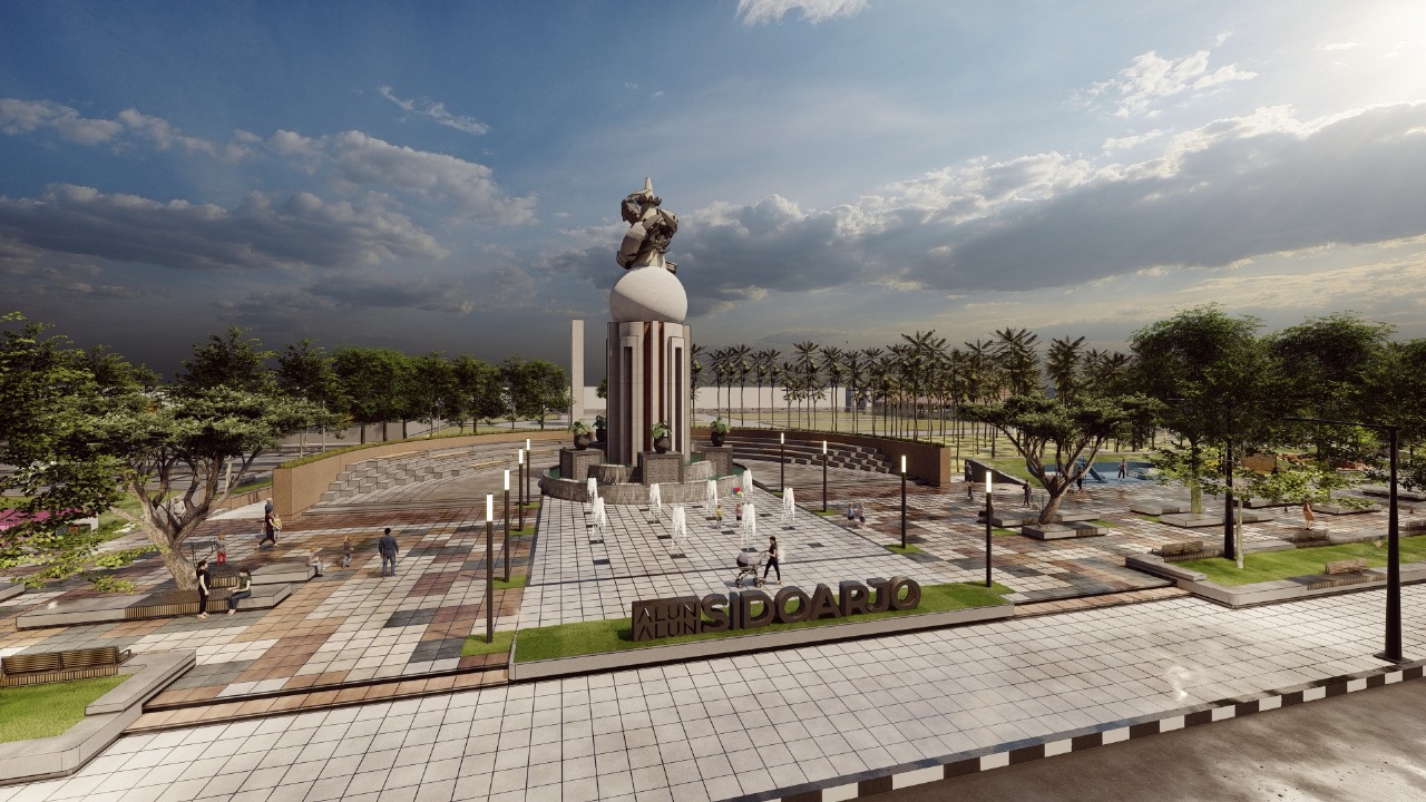 REVITALISASI - Bupati Sidoarjo Ahmad Muhdlor Ali bakal merevitalisasi taman Alun- Alun Sidoarjo agar tampak semakin nyaman dan menjadi jujugan wisatawan, Jumat (29/09/2023).