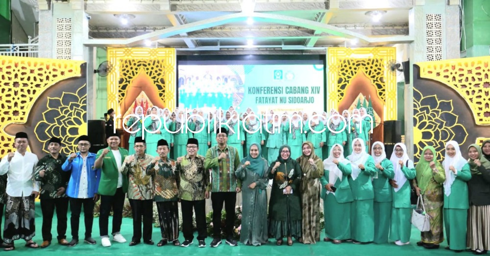 SINERGI - Bupati Sidoarjo, Ahmad Muhdlor Ali mengajak Fatayat Nahdlatul Ulama (NU) Sidoarjo bersinergi saat Konferensi Cabang XIV Fatayat NU Sidoarjo, di Pondok Pesantren Mamba'ul Hikam Putat, Kecamatan Tanggulangin, Sidoarjo, Minggu (19/11/2023).