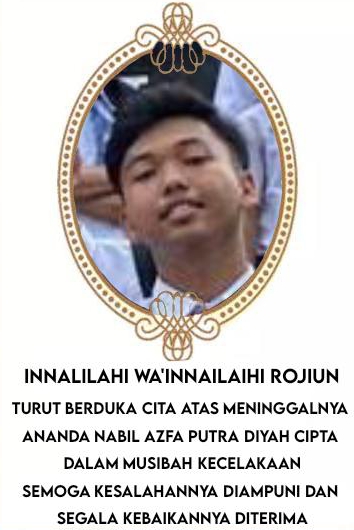 KORBAN - Salah satu korban kecelakaan bus PO Pratama Putra yang terguling di Parit Tol Ngawi, Nabil Asfa Putra Dyah Cipta siswa kelas XII - 4 SMAN 1 Sidoarjo dimakamkan, Jumat (19/01/2024).