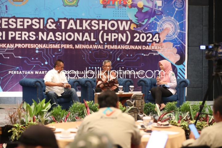 TALK SHOW - Persatuan Wartawan Indonesia (PWI) Kabupaten Sidoarjo menggelar Resepsi dan Talk Show dalam rangka Hari Pers Nasional (HPN) Tahun 2024 di Hotel Luminor Sidoarjo, Rabu (29/05/2024).