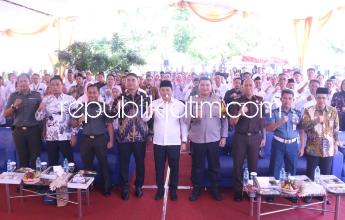 PERINGATAN HANI - Plt Bupati Sidoarjo, Subandi dan Forkopimda Sidoarjo menghadiri peringatan Hari Anti Narkotika Internasional (HANI) Tahun 2024 di kantor BNNK Kabupaten Sidoarjo, Rabu (26/06/2024). 